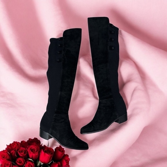 Stuart Weitzman Quebecland Knee High Black Suede Pull Stretch Boot size 7 M - Picture 7 of 14